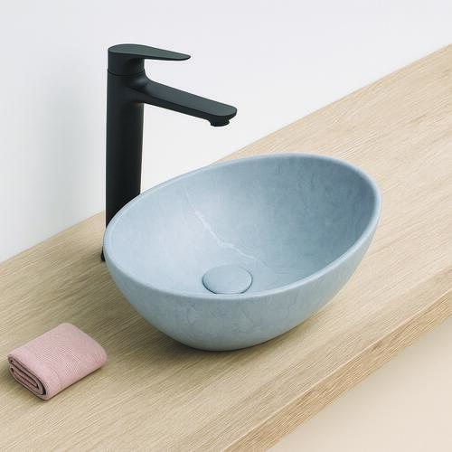 Vasque ovale à poser HANA en céramique 40,5 x 33 x 14 cm - Béton